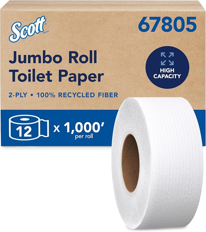 Scott Professional - Papel higiénico a granel 100% fibra reciclada, 2 capas, blanco, no perforado