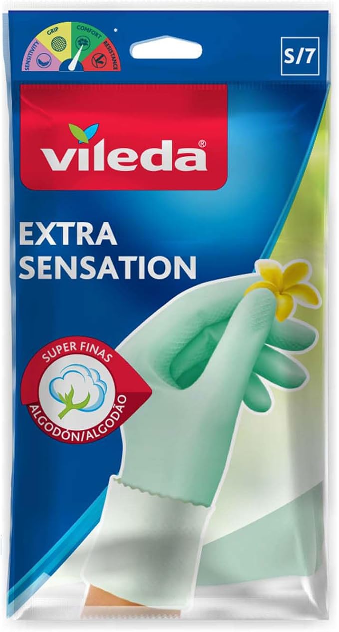 Vileda Guante Látex Extra Sensation con forro de algodón