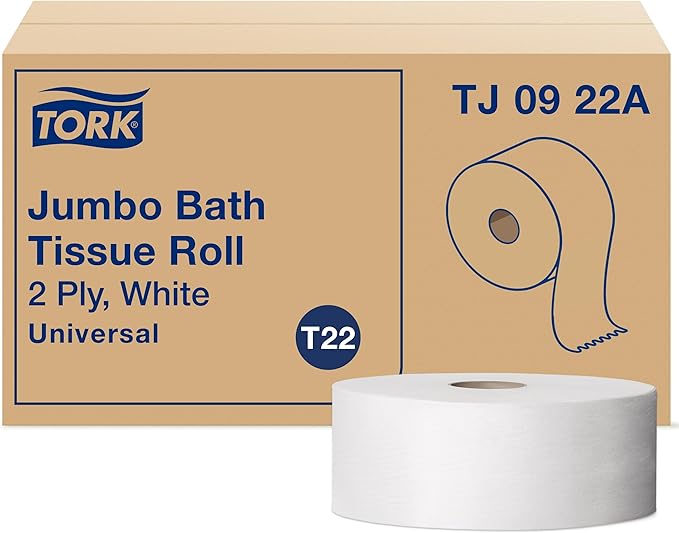 Tork Universal rollo de papel higiénico grande, 2 capas, 8.8 pulgadas de diámetro, 3.55 pulgadas de ancho x 1000 pies de largo