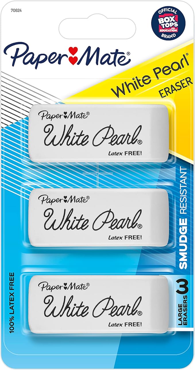 Paper Mate White Pearl Premium Erasers, White