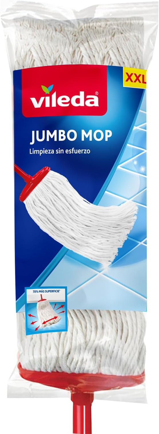 Vileda Trapeador Jumbo Mop Algodón Resistente No Deja Pelusa Limpieza del Hogar