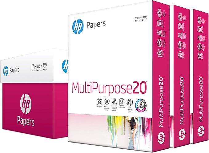 HP Papel | Papel 8.5 x 11 pulgadas | Multipropósito de 20 lb Brillo 96 | 500 Hojas