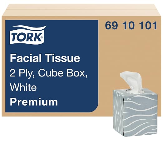 Tork  Cubeta de papel facial de primera calidad, 2 capas, 86 pañuelos