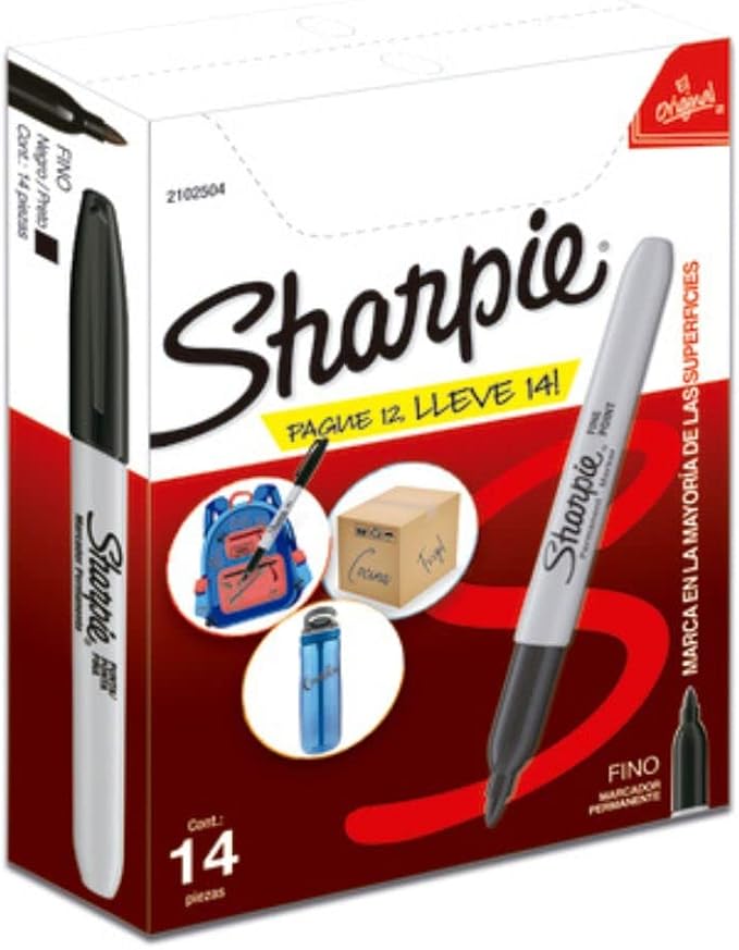 Sharpie Marcadores Permanentes, Punta Fina, Negro