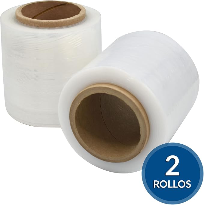 Mini Rollos de Película Stretch  Calibre 80, Ancho 5 Pulgadas, Largo 1200 Pies sin Mango