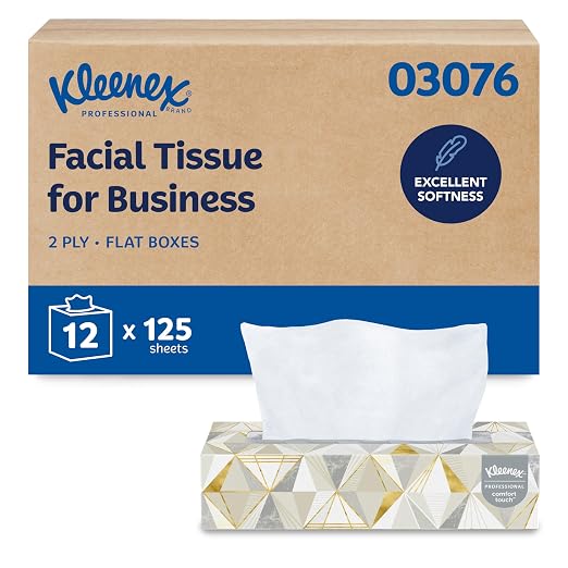 Kleenex - Pañuelos faciales profesionales a granel 2 capas, blanco, 125 paños/caja