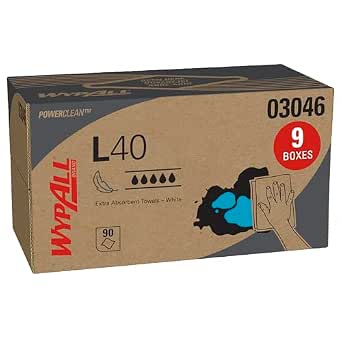 WypAll PowerClean L40 Toallitas extra absorbentes Blanco 9 paquete de 90 hojas