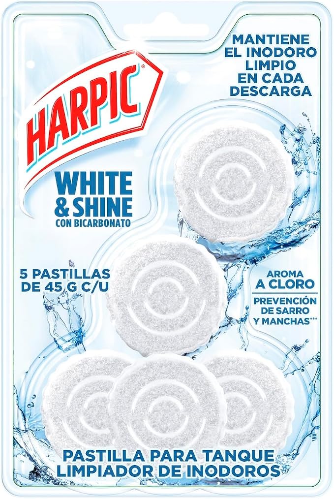 Harpic White & Shine Pastillas Acuaticas con Cloro