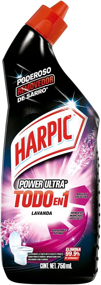 Harpic Líquido Desinfectante para Inodoros Power Ultra Todo en 1 Lavanda