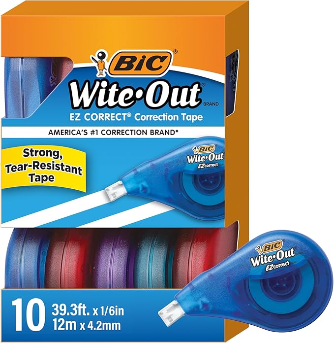 Bic Wite-Out Brand Correction Tape-Correction Tape, 1/5"x39.4', Single Line,White