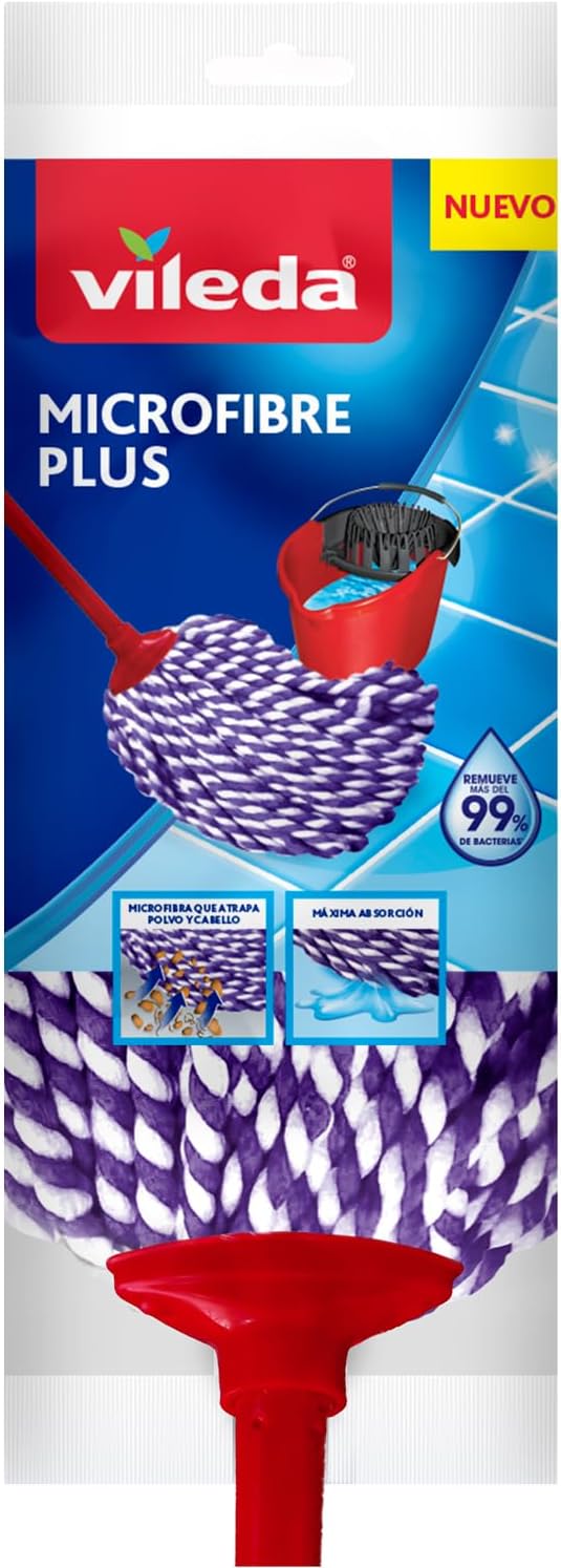 Vileda Mop Microfibre Plus, Trapeador Mop Microfibra