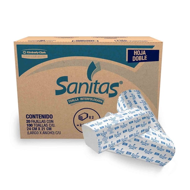 Toallas Interdobladas Kimberly-Clark Sanitas  con 100 pzas c/u